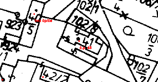 Heřmaň 45 na parcele st. 41 v KÚ Heřmaň, Katastrální mapa