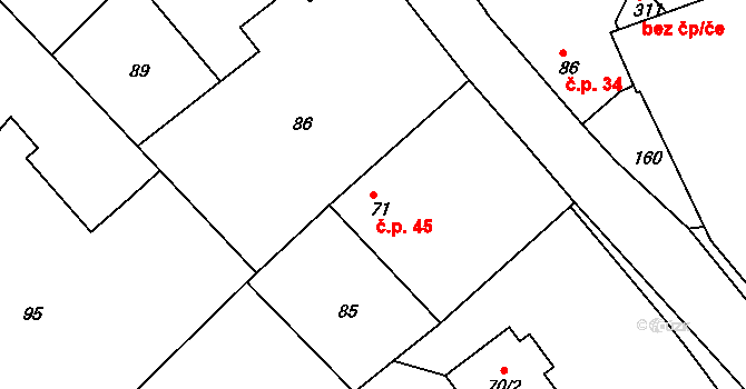 Sepekov 45 na parcele st. 71 v KÚ Sepekov, Katastrální mapa