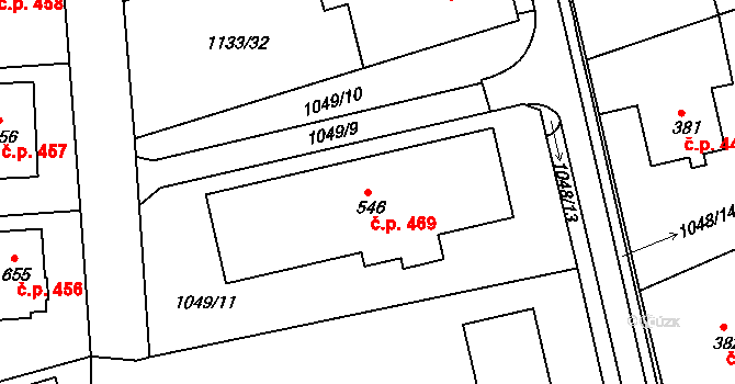 Slavičín 469 na parcele st. 546 v KÚ Slavičín, Katastrální mapa