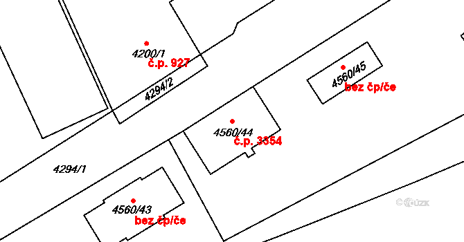 Teplice 3354 na parcele st. 4560/44 v KÚ Teplice, Katastrální mapa
