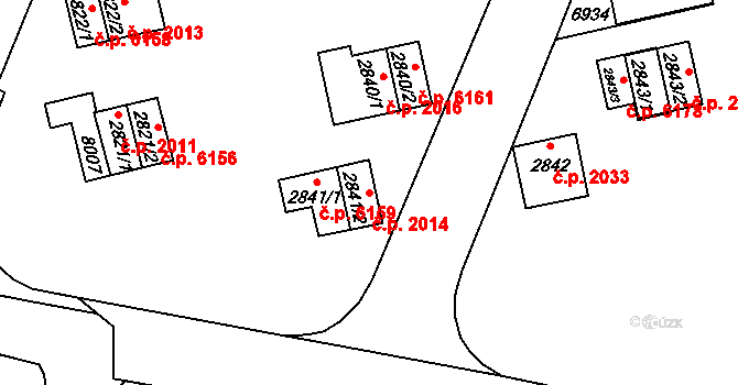 Zlín 2014 na parcele st. 2841/2 v KÚ Zlín, Katastrální mapa