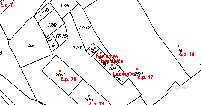 Podbořany 42121647 na parcele st. 106 v KÚ Letov, Katastrální mapa