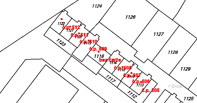 Bohumín 43944647 na parcele st. 1118 v KÚ Nový Bohumín, Katastrální mapa