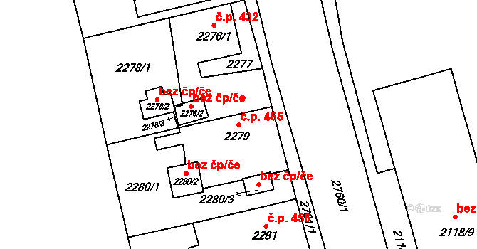 Kylešovice 455, Opava na parcele st. 2279 v KÚ Kylešovice, Katastrální mapa