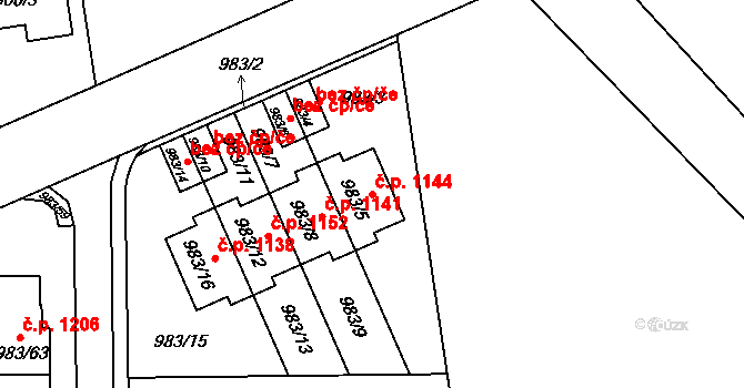 Kylešovice 1144, Opava na parcele st. 983/5 v KÚ Kylešovice, Katastrální mapa