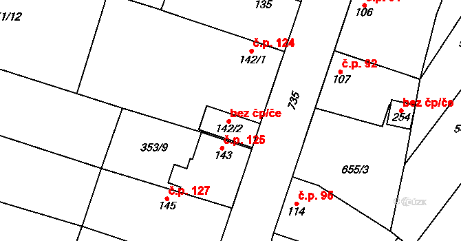 Chlumín 45344647 na parcele st. 142/2 v KÚ Chlumín, Katastrální mapa