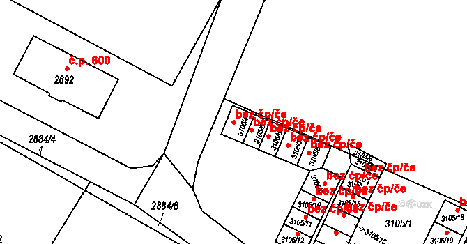 Orlová 48428647 na parcele st. 3105/4 v KÚ Poruba u Orlové, Katastrální mapa