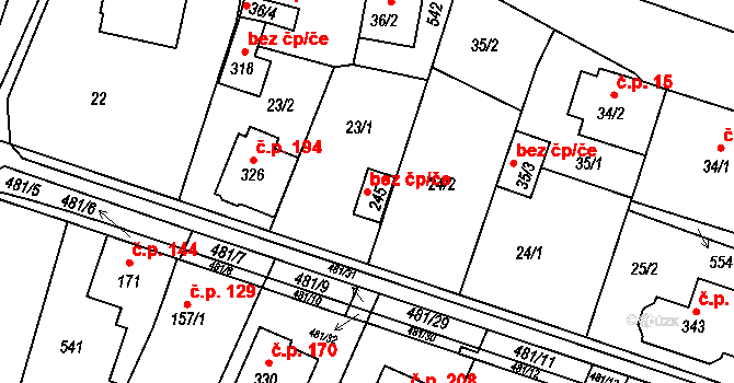 Holešov 50325647 na parcele st. 245 v KÚ Žopy, Katastrální mapa