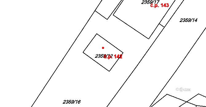 Dačice IV 142, Dačice na parcele st. 2359/12 v KÚ Dačice, Katastrální mapa