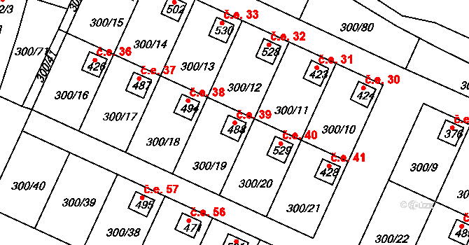 Hrádek 39 na parcele st. 488 v KÚ Hrádek u Rokycan, Katastrální mapa