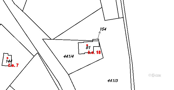 Plískov 18 na parcele st. 91 v KÚ Plískov, Katastrální mapa