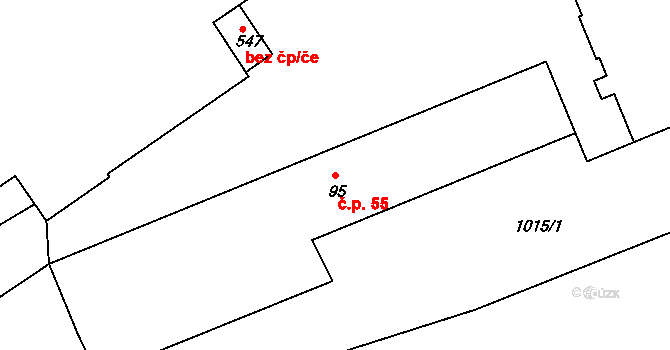 Velká Ves 55, Broumov na parcele st. 95 v KÚ Velká Ves u Broumova, Katastrální mapa