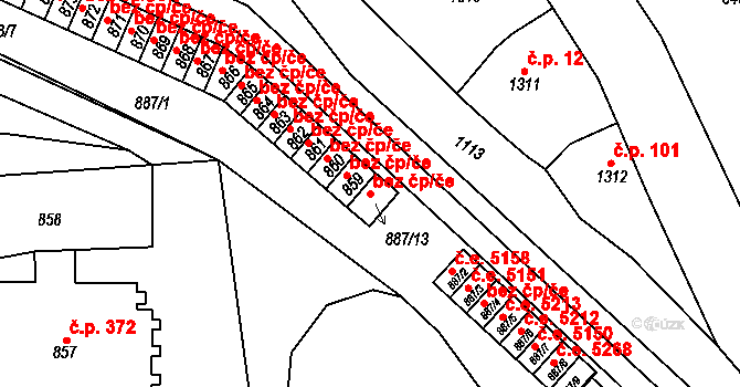 Ústí nad Labem 87083647 na parcele st. 887/13 v KÚ Neštěmice, Katastrální mapa