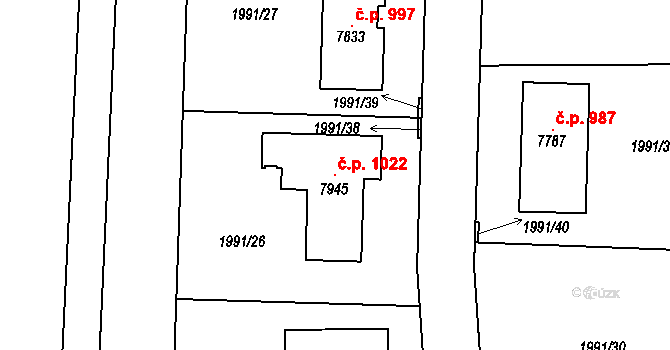 Beroun-Závodí 1022, Beroun na parcele st. 7945 v KÚ Beroun, Katastrální mapa