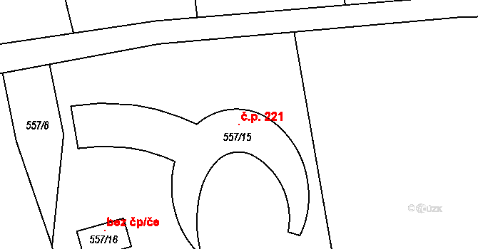 Pila 221 na parcele st. 557/15 v KÚ Pila, Katastrální mapa