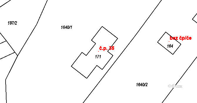 Běleč 35 na parcele st. 171 v KÚ Běleč u Mladé Vožice, Katastrální mapa