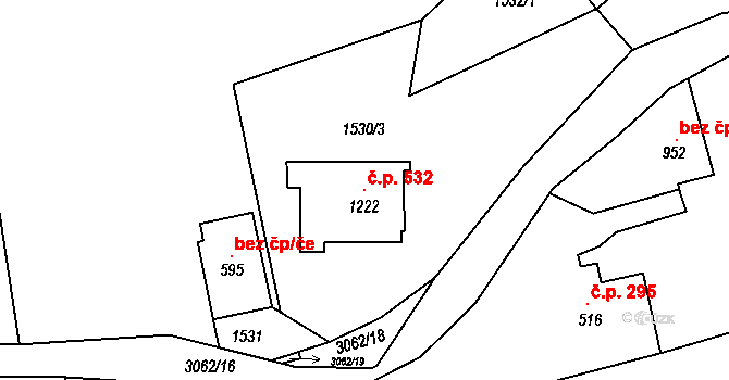 Dolní Rokytnice 532, Rokytnice nad Jizerou na parcele st. 1222 v KÚ Dolní Rokytnice, Katastrální mapa