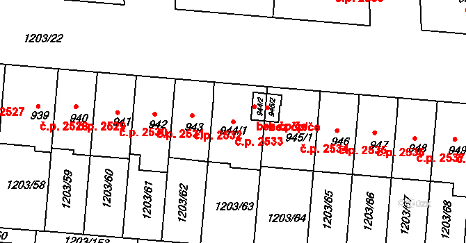 Nětčice 2533, Kyjov na parcele st. 944/1 v KÚ Nětčice u Kyjova, Katastrální mapa