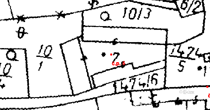 Řisuty 5 na parcele st. 7 v KÚ Řisuty u Slaného, Katastrální mapa