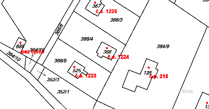 Ládví 1224, Kamenice na parcele st. 368 v KÚ Ládví, Katastrální mapa