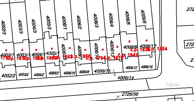 Tachov 1812 na parcele st. 4006/10 v KÚ Tachov, Katastrální mapa