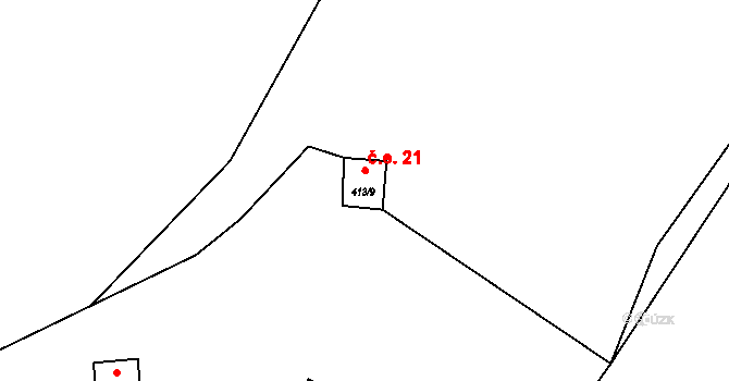 Purkarec 21, Hluboká nad Vltavou na parcele st. 413/9 v KÚ Purkarec, Katastrální mapa