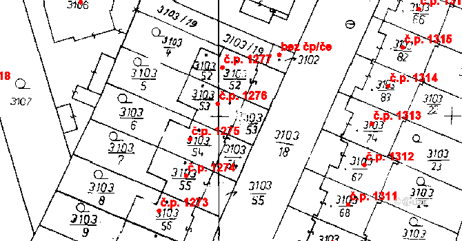 Poděbrady III 1276, Poděbrady na parcele st. 3103/53 v KÚ Poděbrady, Katastrální mapa