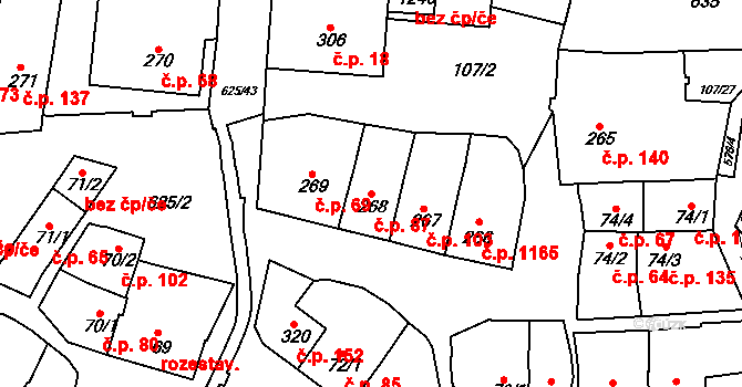 Podklášteří 87, Třebíč na parcele st. 268 v KÚ Podklášteří, Katastrální mapa