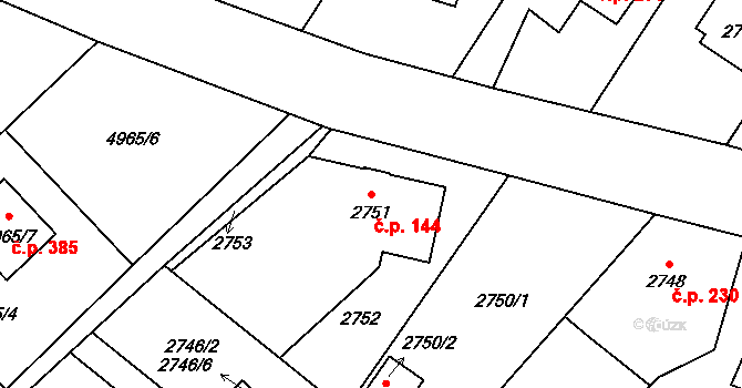 Sviadnov 144 na parcele st. 2751 v KÚ Sviadnov, Katastrální mapa