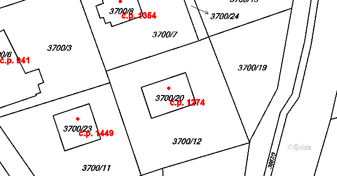 Frýdlant 1274, Frýdlant nad Ostravicí na parcele st. 3700/20 v KÚ Frýdlant nad Ostravicí, Katastrální mapa
