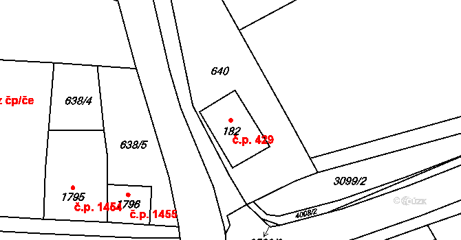 Dvůr Králové nad Labem 429 na parcele st. 182 v KÚ Dvůr Králové nad Labem, Katastrální mapa