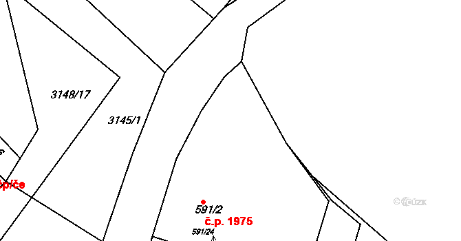 Pelhřimov 1975 na parcele st. 591/2 v KÚ Pelhřimov, Katastrální mapa