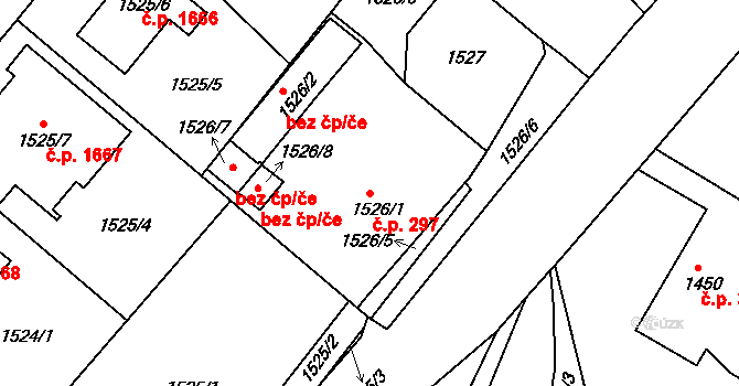 Liberec XXX-Vratislavice nad Nisou 297, Liberec na parcele st. 1526/1 v KÚ Vratislavice nad Nisou, Katastrální mapa