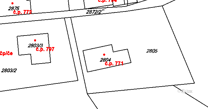 Rumburk 1 771, Rumburk na parcele st. 2804 v KÚ Rumburk, Katastrální mapa