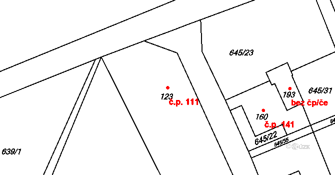 Bobr 111, Žacléř na parcele st. 123 v KÚ Bobr, Katastrální mapa
