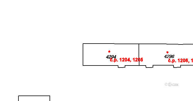 Kuřim 1204,1205 na parcele st. 4294 v KÚ Kuřim, Katastrální mapa