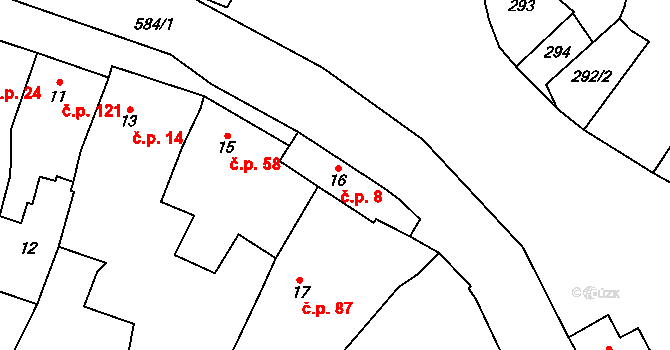 Padochov 8, Oslavany na parcele st. 16 v KÚ Padochov, Katastrální mapa