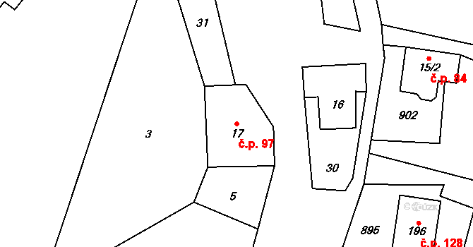 Skuhrov 97, Česká Třebová na parcele st. 17 v KÚ Skuhrov u České Třebové, Katastrální mapa