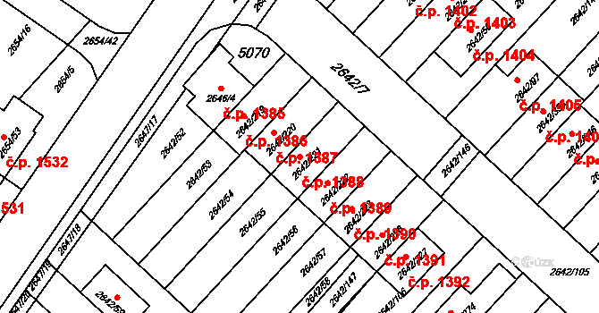 Kuřim 1388 na parcele st. 2642/221 v KÚ Kuřim, Katastrální mapa