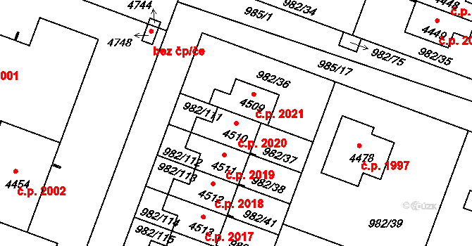 Čelákovice 2020 na parcele st. 4510 v KÚ Čelákovice, Katastrální mapa