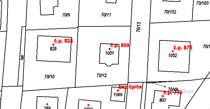 Hovorčovice 859 na parcele st. 1051 v KÚ Hovorčovice, Katastrální mapa