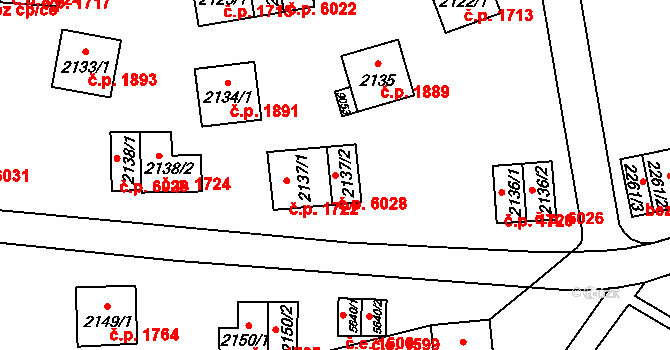 Zlín 6028 na parcele st. 2137/2 v KÚ Zlín, Katastrální mapa