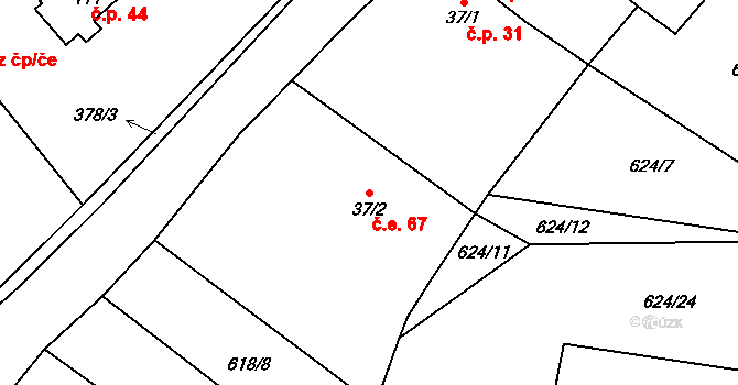 Chramosty 67, Dublovice na parcele st. 37/2 v KÚ Chramosty, Katastrální mapa