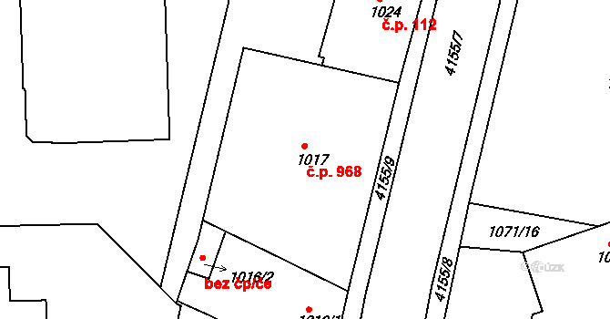 Pražské Předměstí 968, Jaroměř na parcele st. 1017 v KÚ Jaroměř, Katastrální mapa
