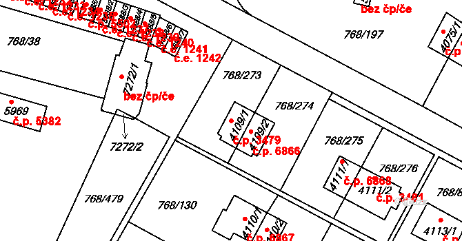 Zlín 3479 na parcele st. 4109/1 v KÚ Zlín, Katastrální mapa