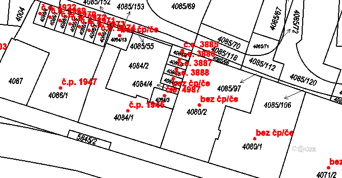 Jihlava 43333648 na parcele st. 4084/4 v KÚ Jihlava, Katastrální mapa