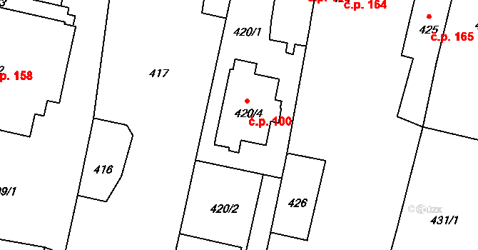Oldřišov 100 na parcele st. 420/4 v KÚ Oldřišov, Katastrální mapa