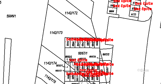 Brno 45590648 na parcele st. 6842 v KÚ Bystrc, Katastrální mapa