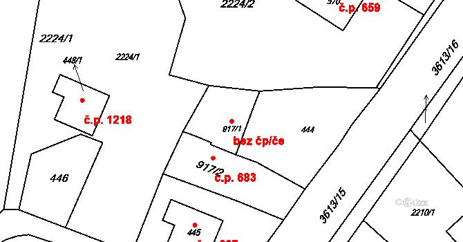 Rožnov pod Radhoštěm 45688648 na parcele st. 917/1 v KÚ Rožnov pod Radhoštěm, Katastrální mapa
