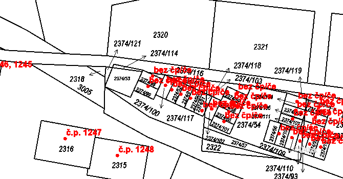 Praha 46718648 na parcele st. 2374/52 v KÚ Braník, Katastrální mapa